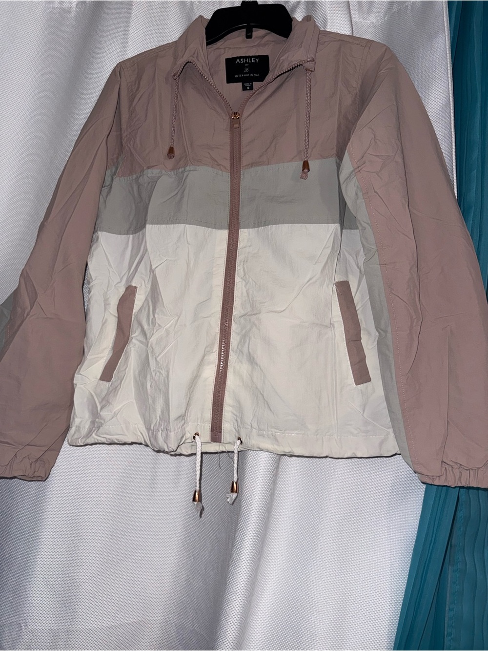 Ashley By 26 International Mauve, Gray & White Colorblock Windbreaker Jacket
